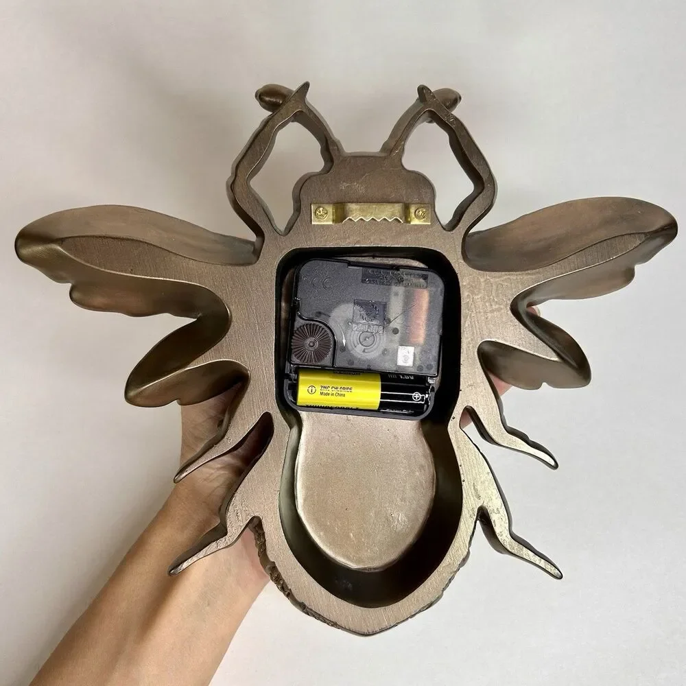 Steampunk Bee Clock Cold Cast Resin Antique Bronze Finish Wall Sculpture *tested